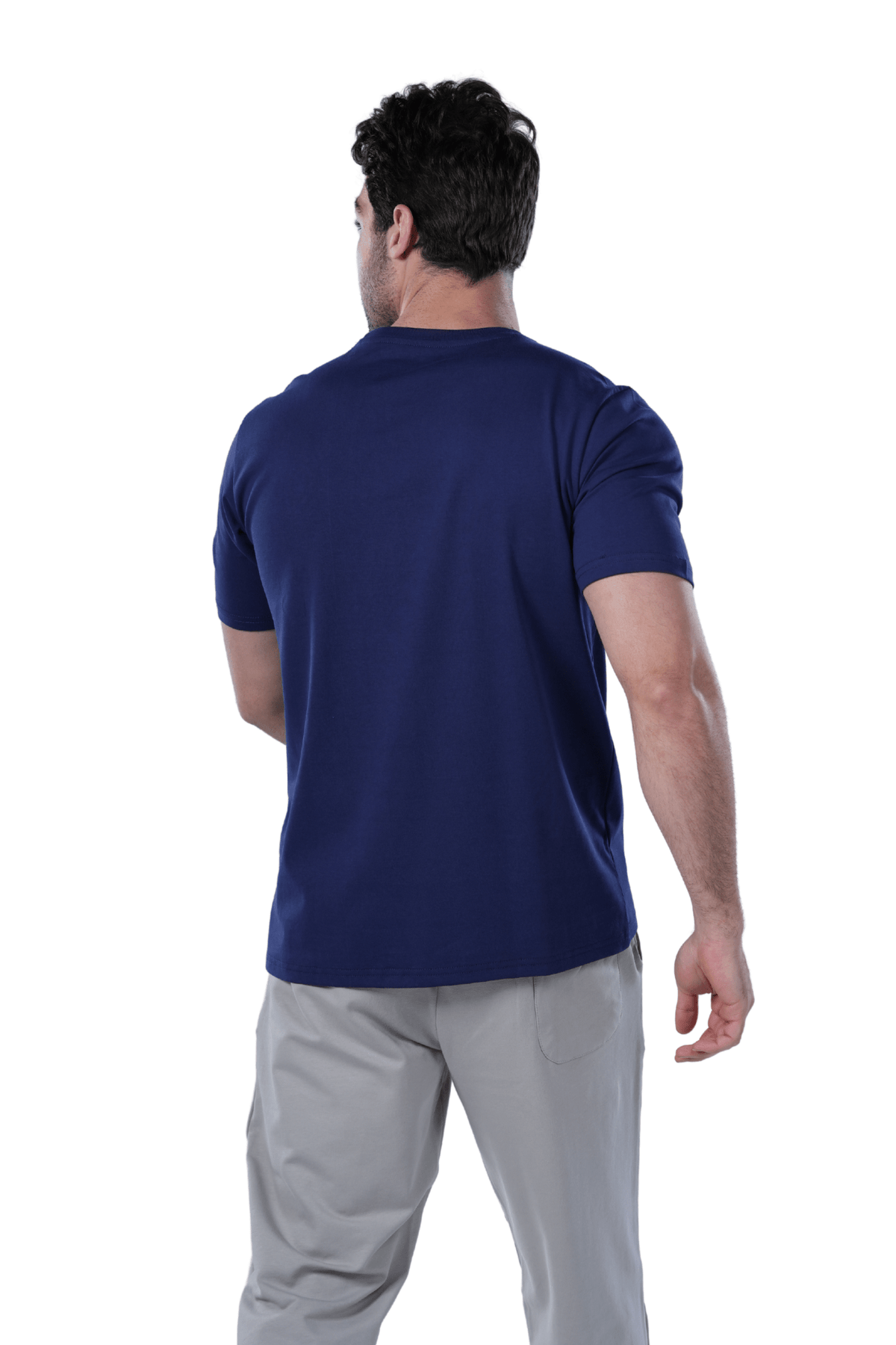Men's Regular Fit Cotton T-Shirt - Navy - Red Cotton