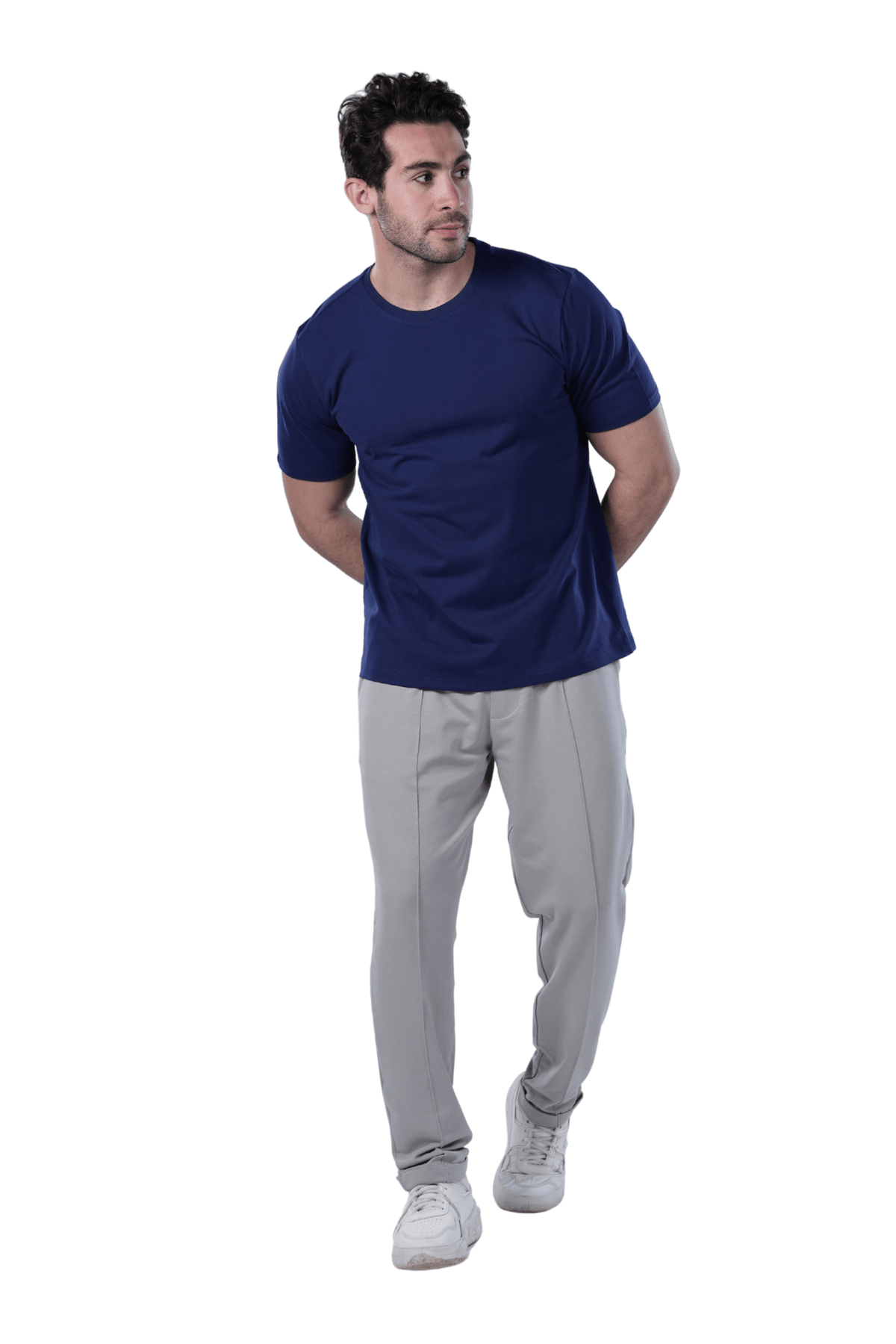 Men's Regular Fit Cotton T-Shirt - Navy - Red Cotton