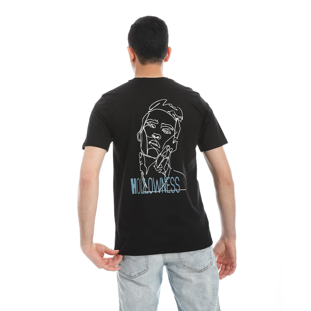 Men's Regular Fit Printed Cotton T-Shirt- Black - Red Cotton