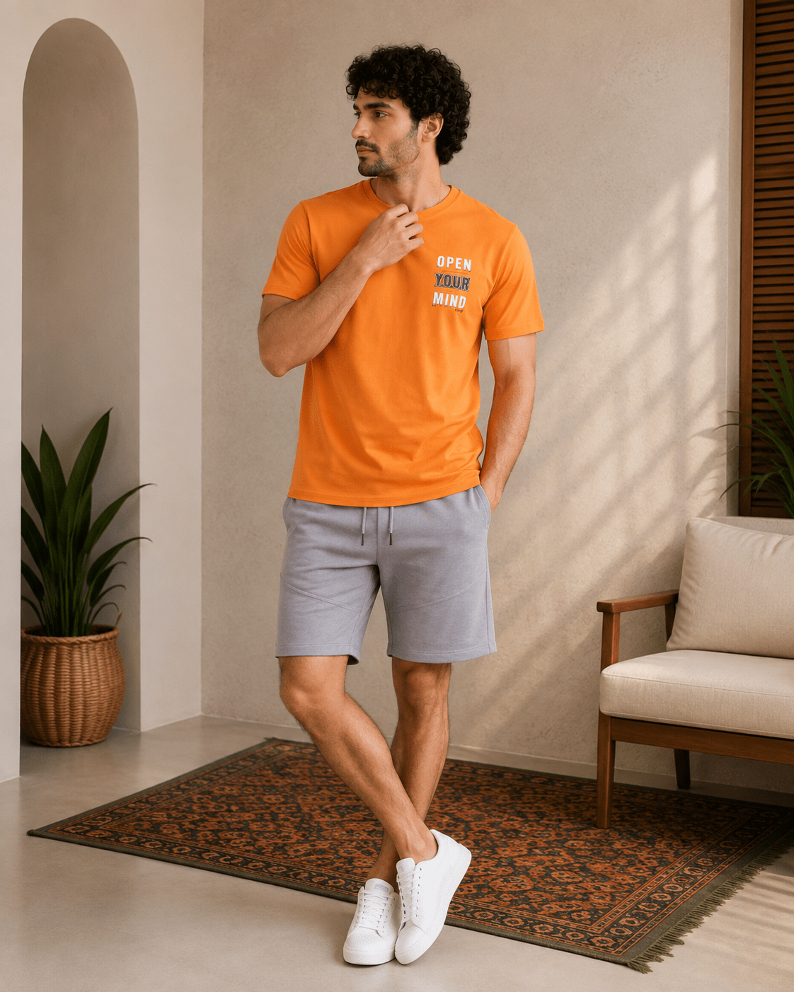 Men's Summer Melton Pajama Set - Red Cotton