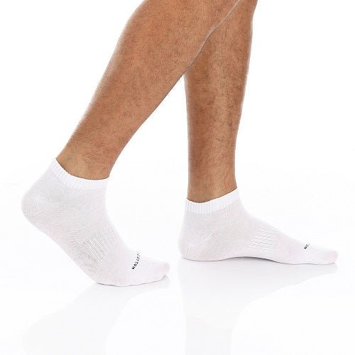 Men's White Ankle Socks - Red Cotton
