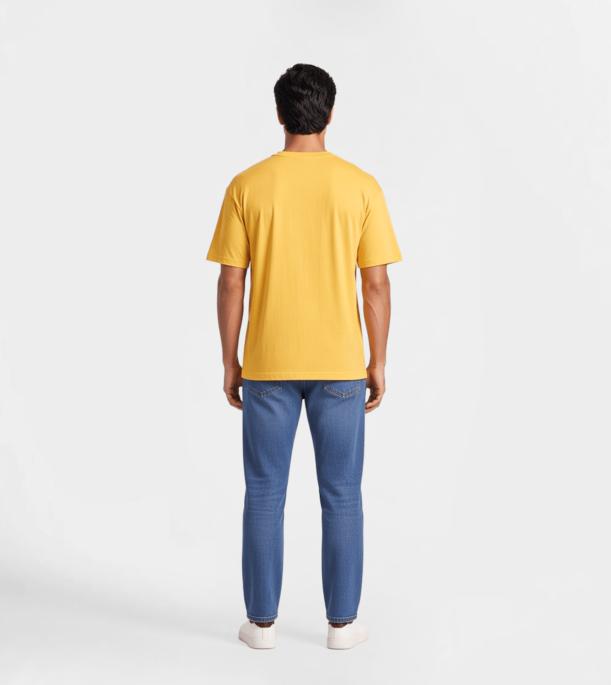 Men’s Yellow T-Shirt with Front Chest Print - Red Cotton