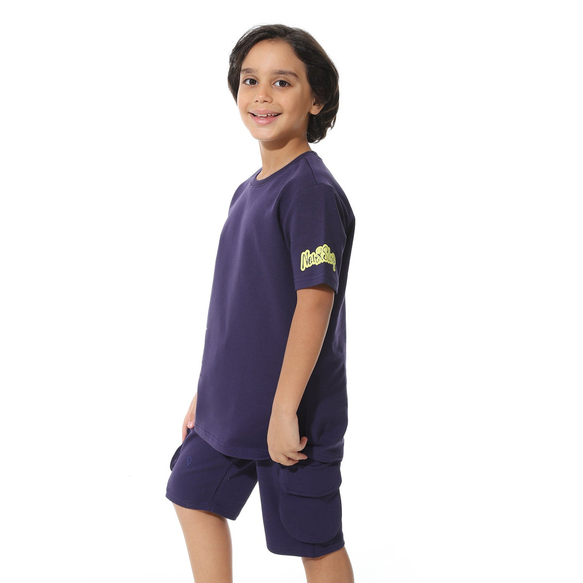 Navy Printed Cargo Shorts Set for Boys – Summer Melton Vibes - Red Cotton
