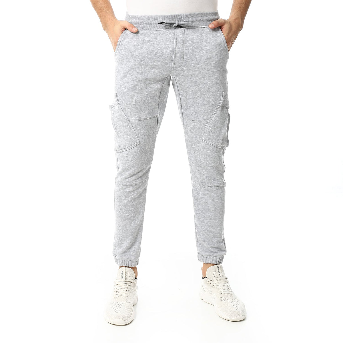 Plain Men's Sweatpants - Comfortable and Versatile Loungewear_ Grey - Red Cotton