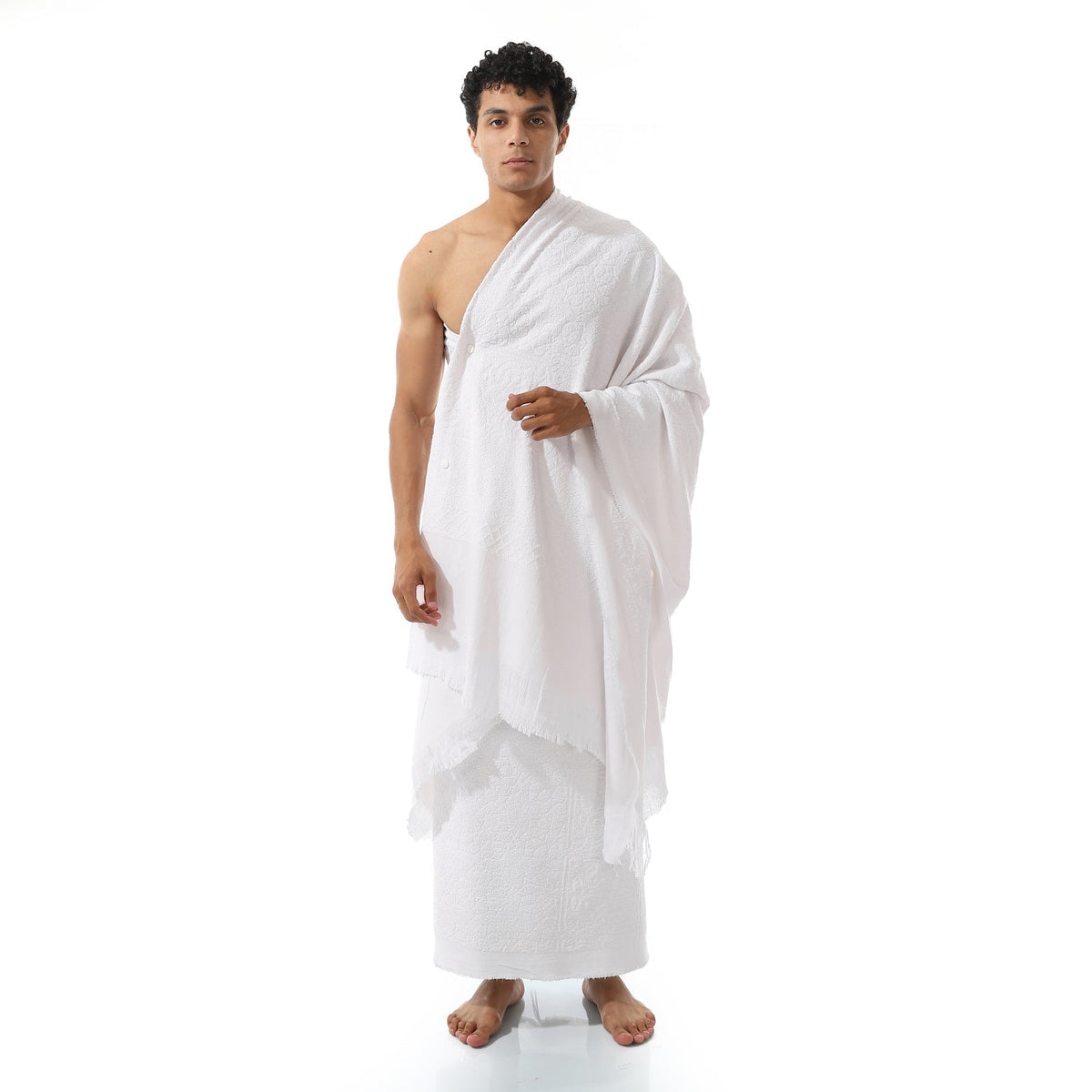 Premium Ihram Set For Hajj & Umrah - Men's Pure White Cotton Pilgrimage Attire - Red Cotton