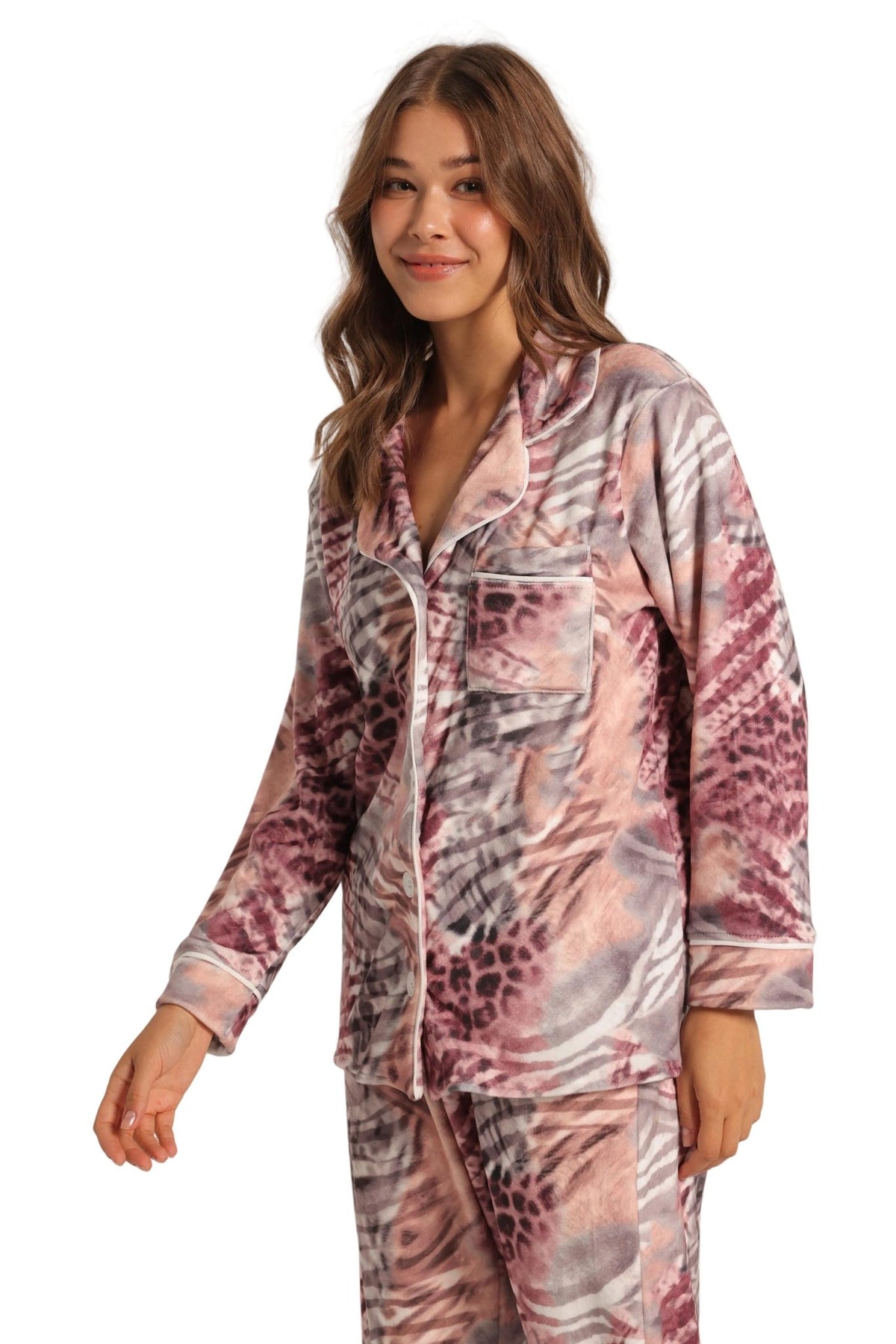 Red Cotton Printed Pajama Set - Red Cotton