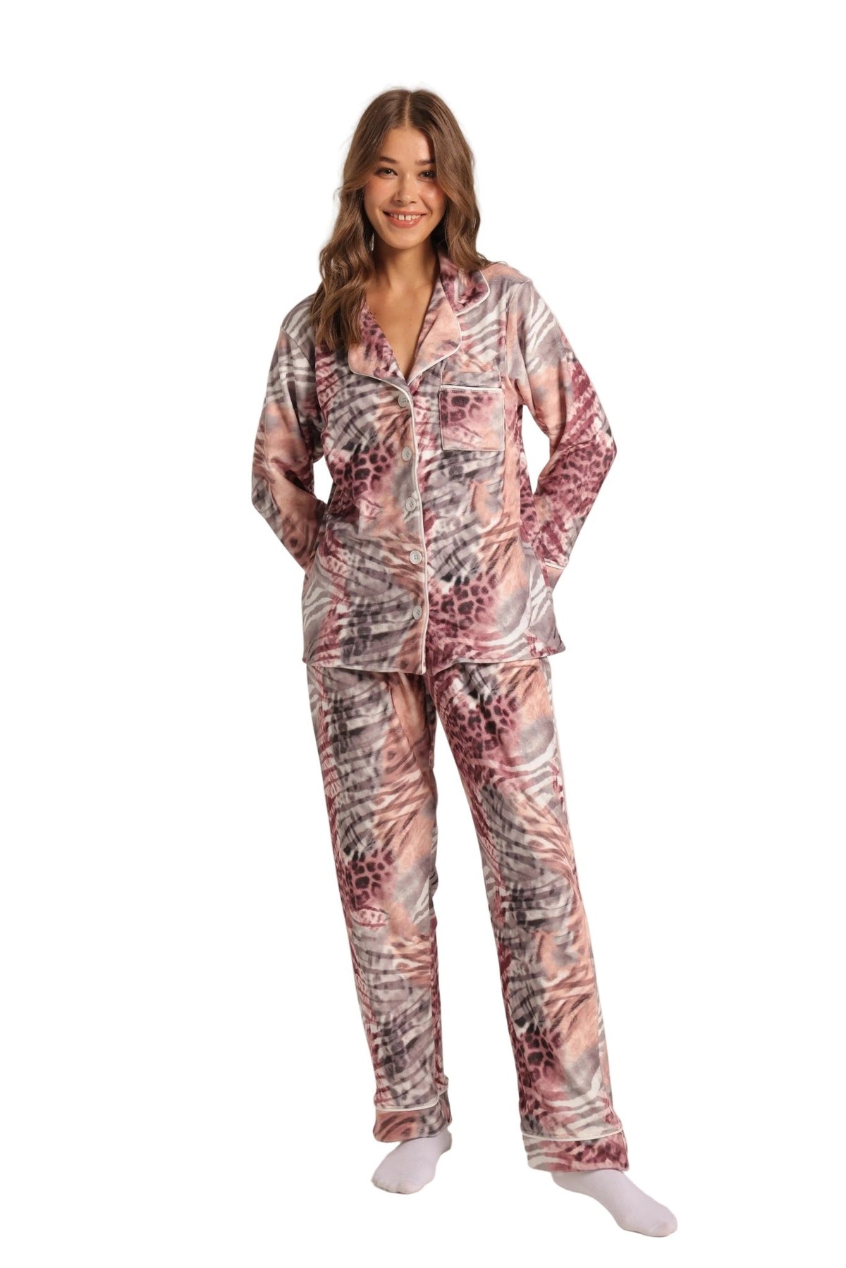 Red Cotton Printed Pajama Set - Red Cotton