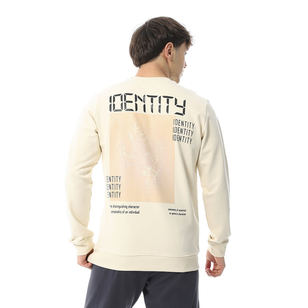 Red Cotton Sweatshirt Off White With Printed- "IDENTITY" - Slip-On - Red Cotton