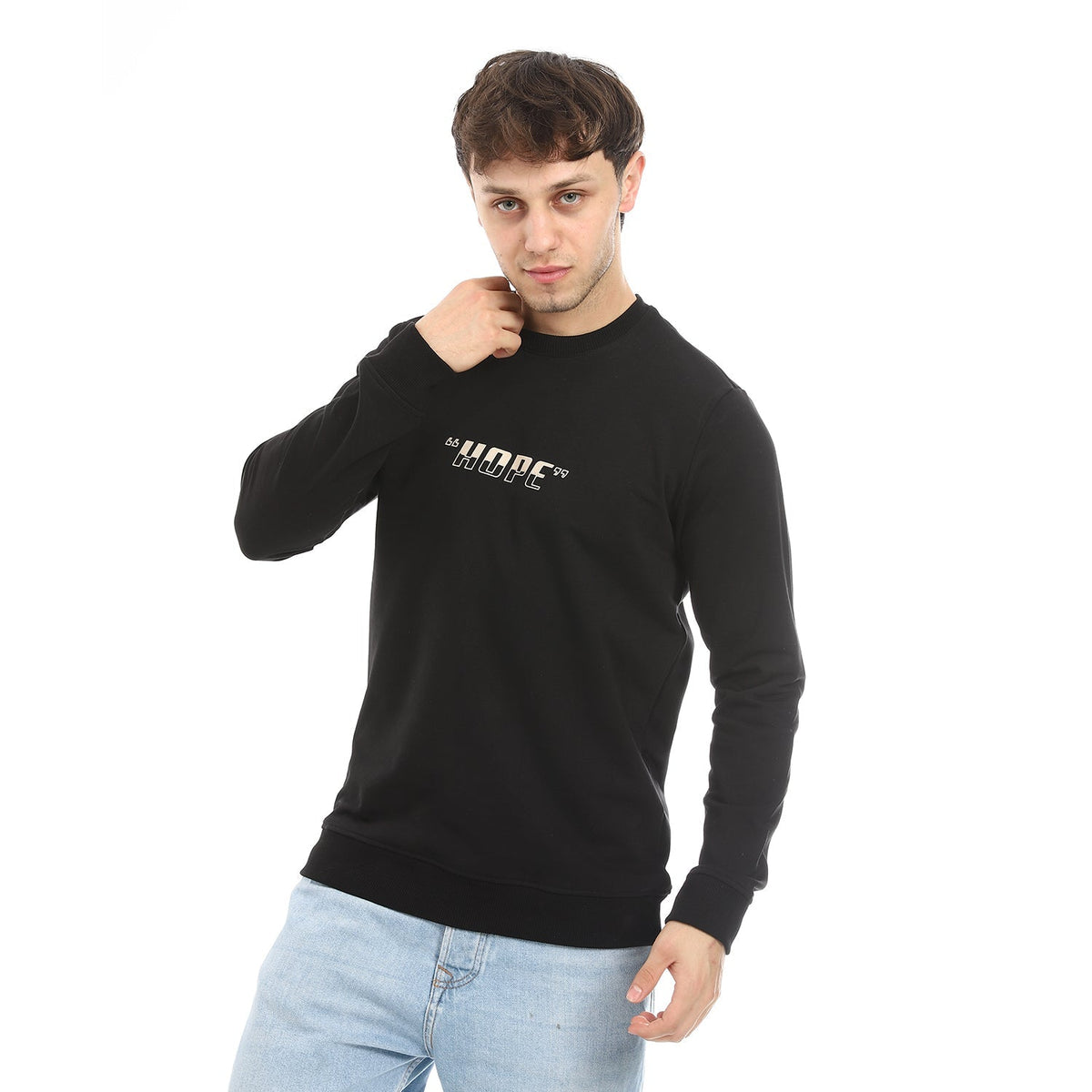 Red Cotton Sweatshirt With Printed- Black - Red Cotton