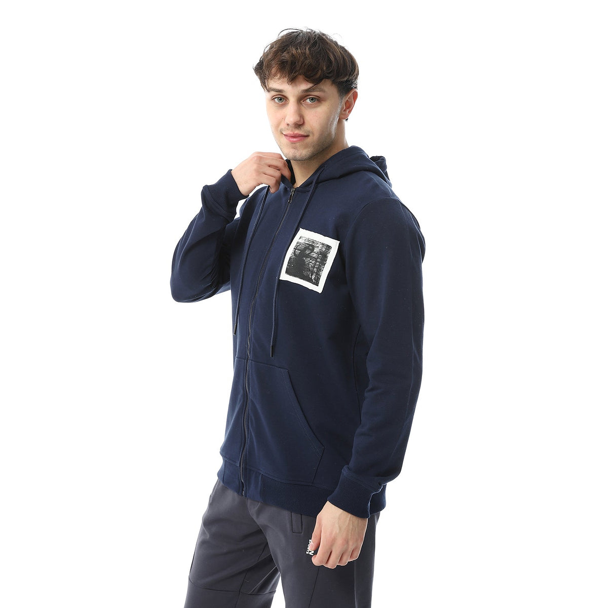 Red Cotton Sweatshirt With Printed - Navy - Red Cotton