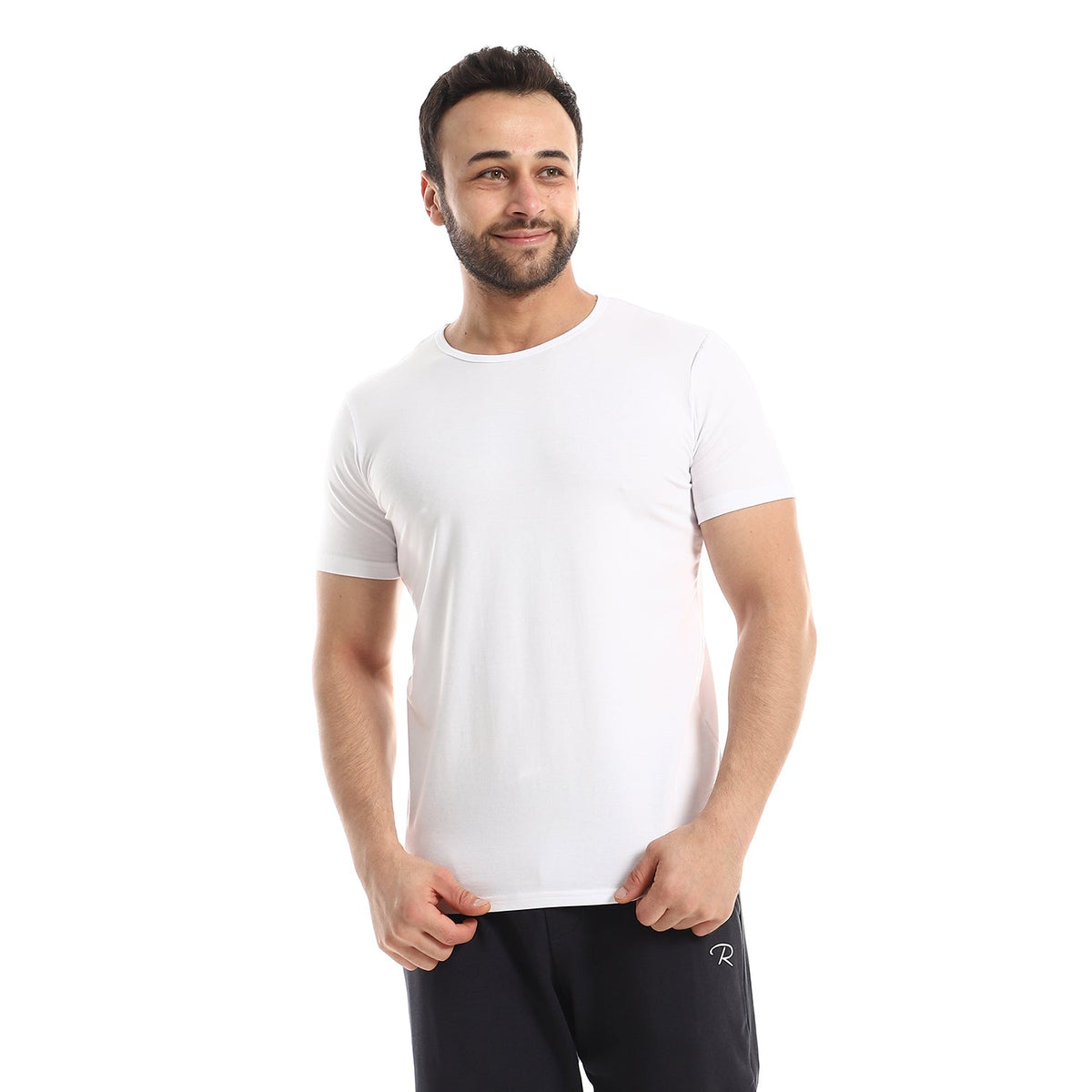Short Sleeve Undershirt For Men Round Neck - Red Cotton