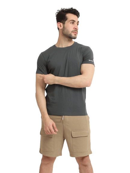 Short Sleeve Undershirt For Men Round Neck - Red Cotton
