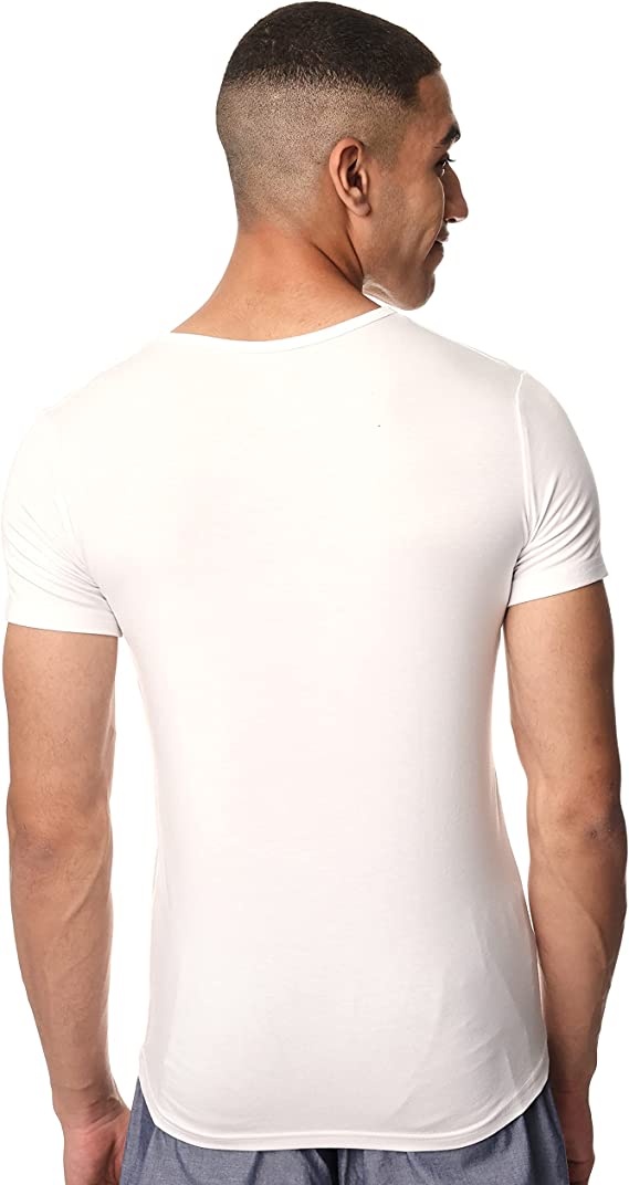 Short Sleeve Undershirt For Men V Neck - Red Cotton