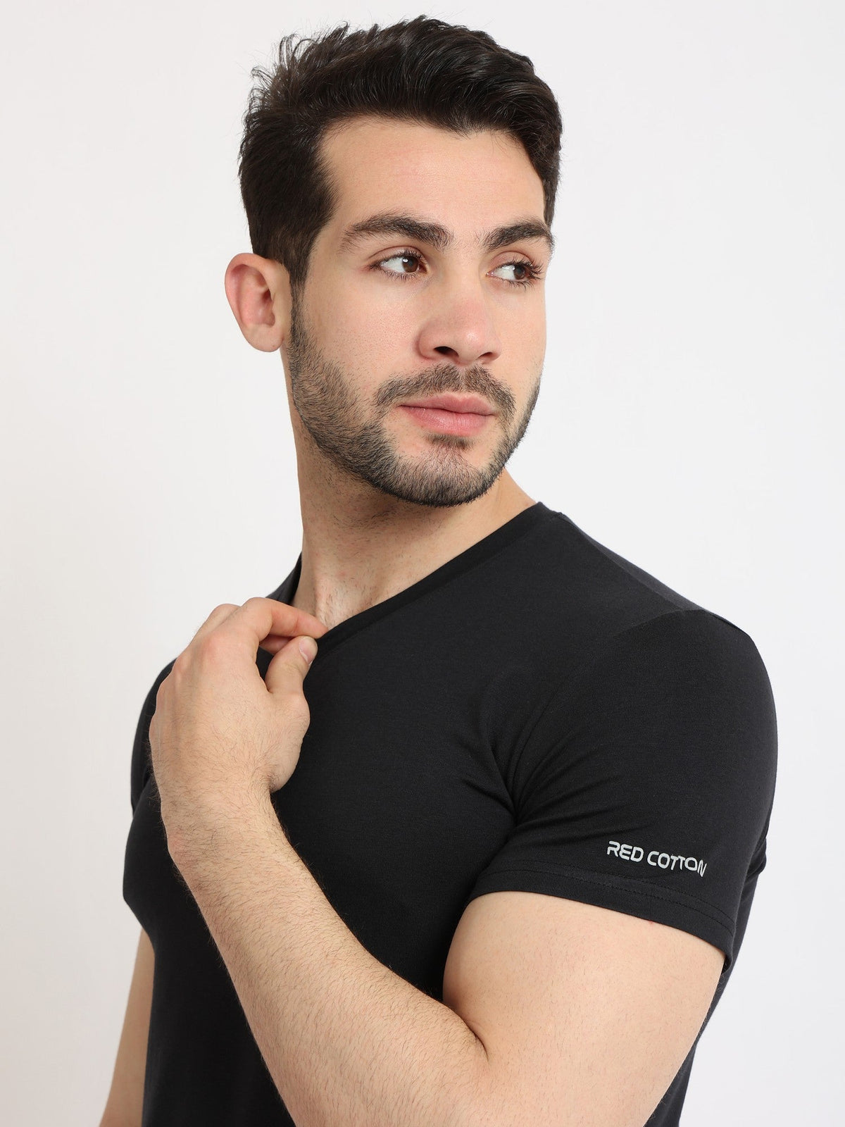 Short Sleeves Undershirt For Men Requral Fit - Red Cotton