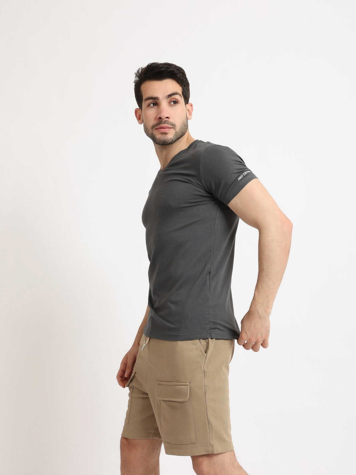 Short Sleeves Undershirt For Men Requral Fit - Red Cotton