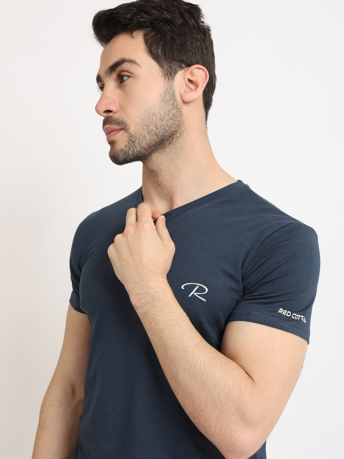 Short Sleeves Undershirt For Men Requral Fit - Red Cotton