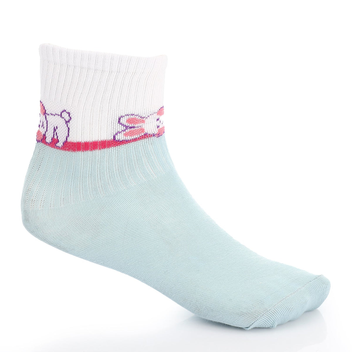 Socks For Girl - Simple, Elegant - Blue - Red Cotton
