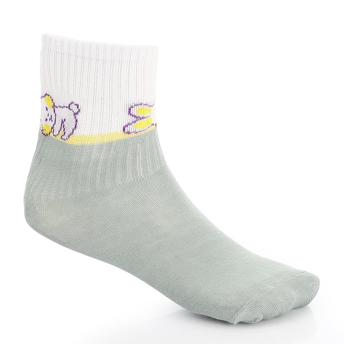 Socks For Girl - Simple, Elegant - Mint - Red Cotton