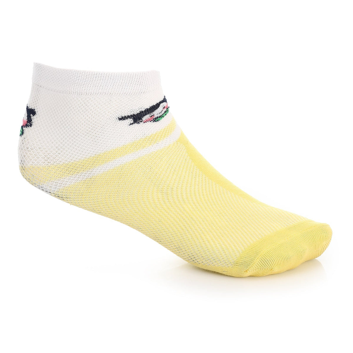Socks For Girl - Simple, Elegant - Yellow & white - Red Cotton