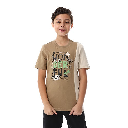 Boy's Summer Pajama Pants and Half Sleeves - Café