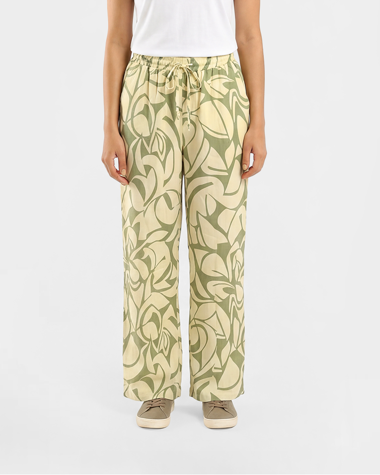 Women’s Essential Tee & Abstract Printed Wide-Leg Set