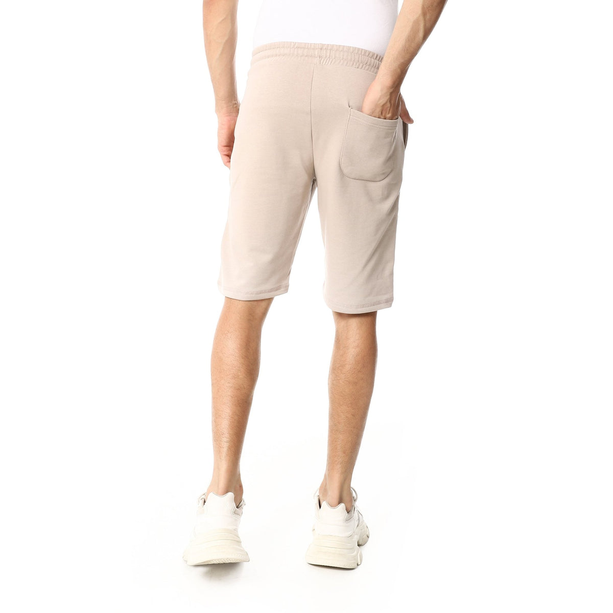 Stylish Printed Men's Shorts Beige- Comfortable and Trendy - Red Cotton
