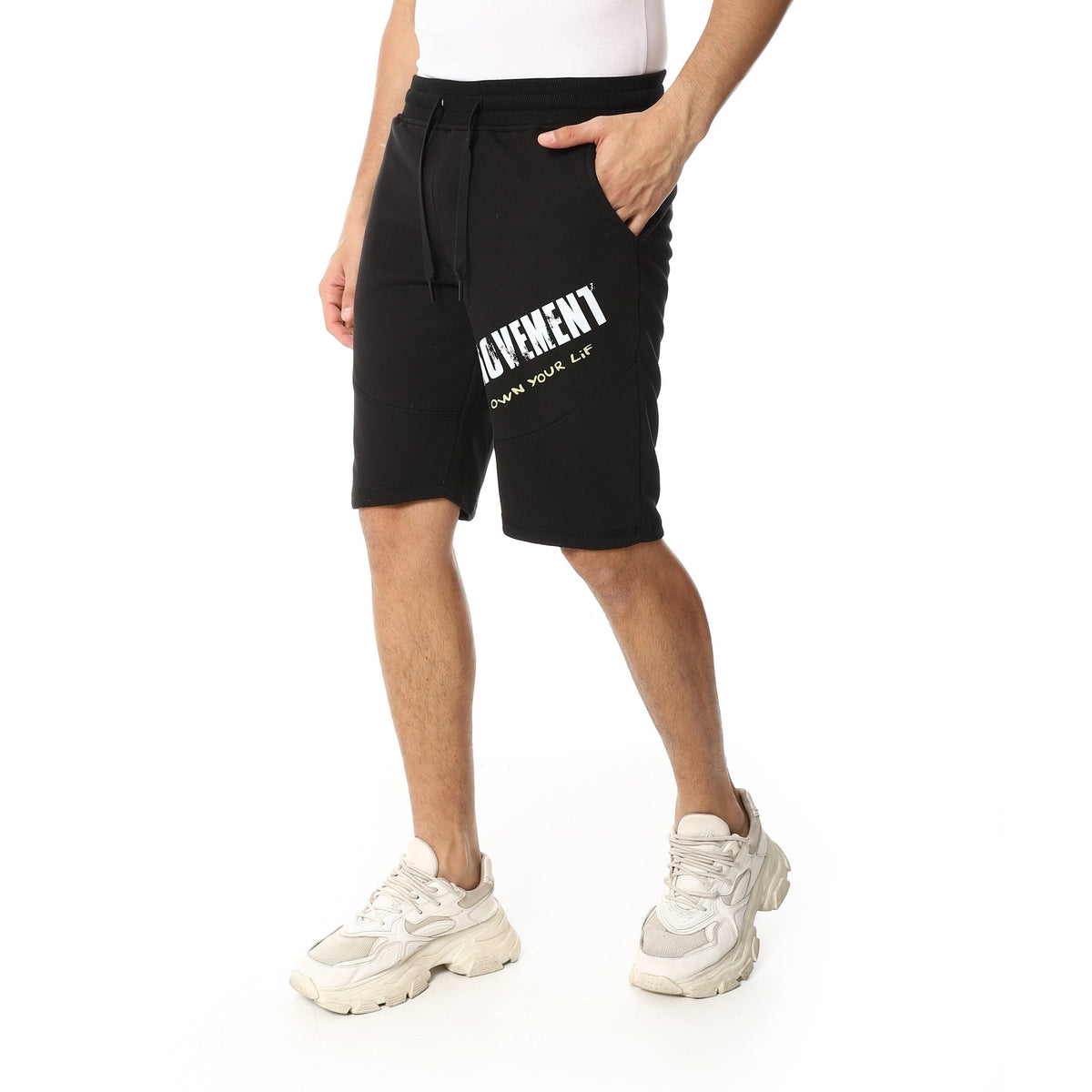 Stylish Printed Men's Shorts Black- Comfortable and Trendy - Red Cotton