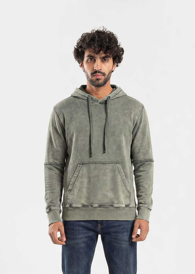 Men Mineral-Washed Hoodie