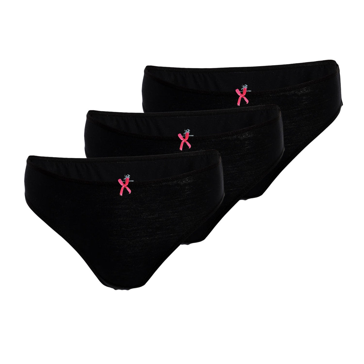 Three-Piece Women's Bikini Underwear Set - Multiple Colors - Red Cotton