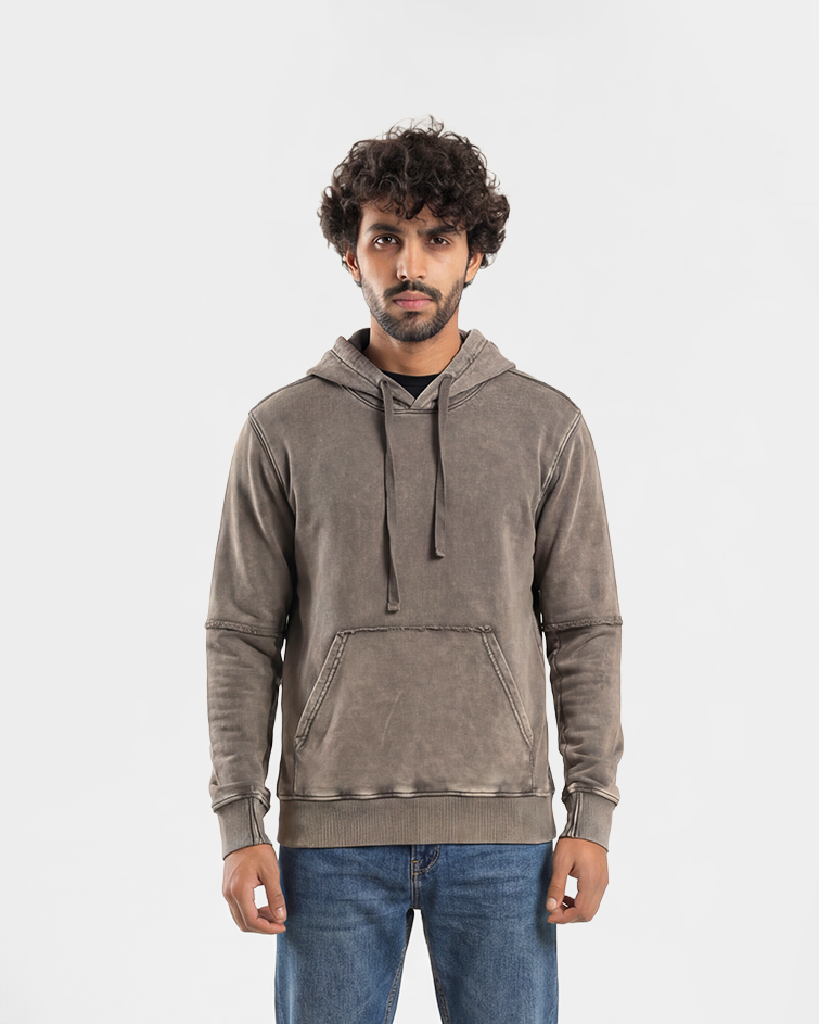 Men Mineral-Washed Hoodie