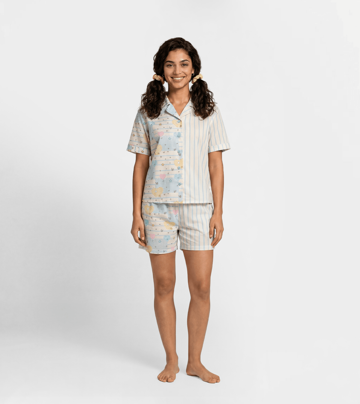 Women Cute Printed Short Pajama Set - Red Cotton