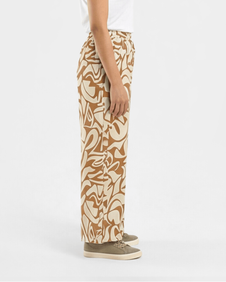 Women Essential Tee & Abstract Printed Wide-Leg Set - Red Cotton