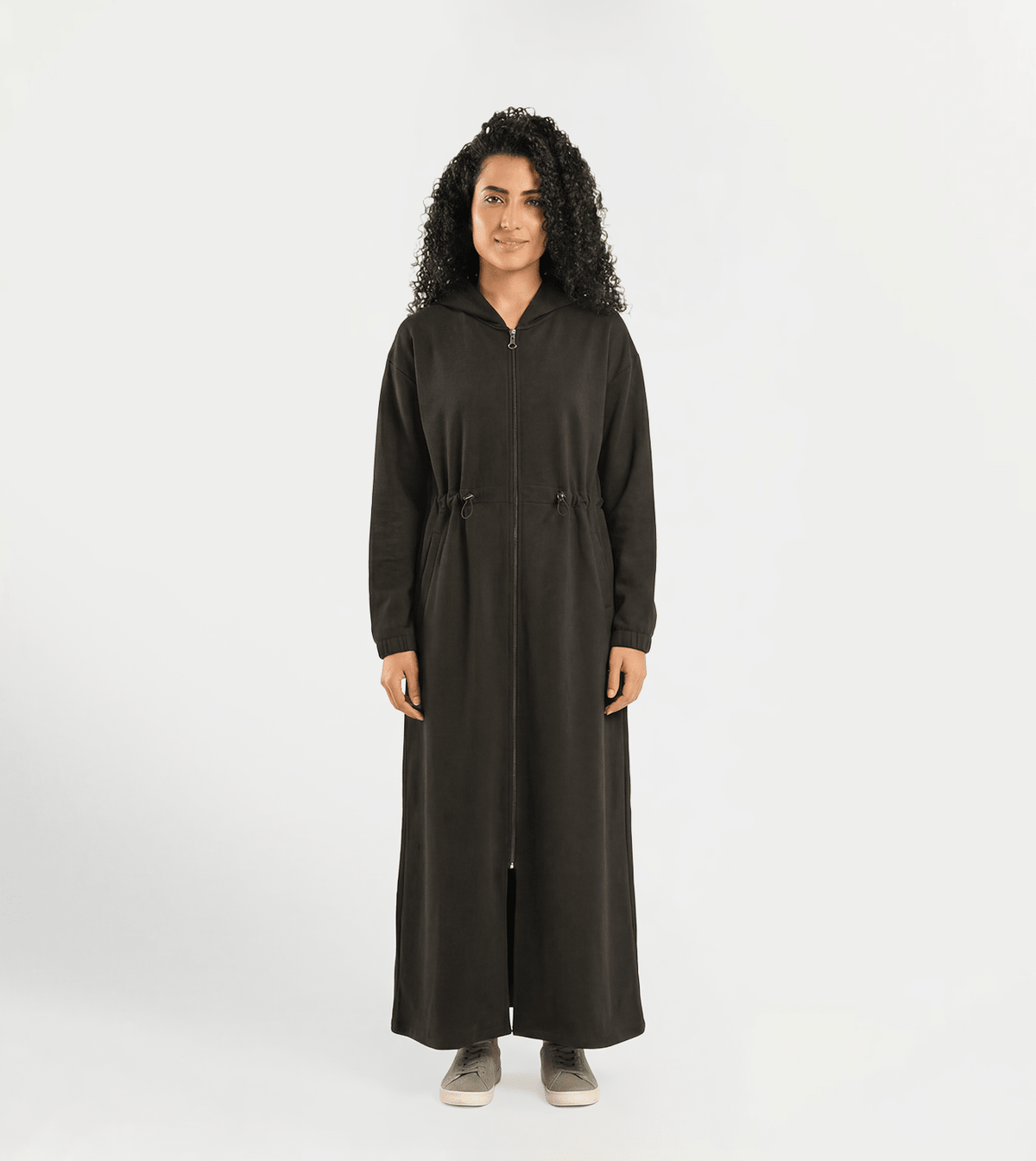 Women Hooded Maxi Abaya Coat - Red Cotton