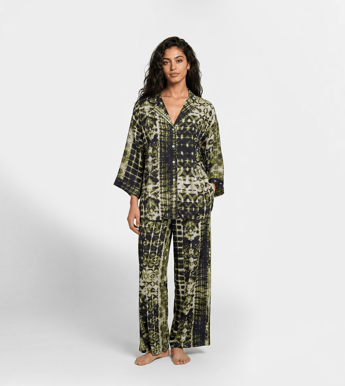 Women Printed Pajama Set - Red Cotton