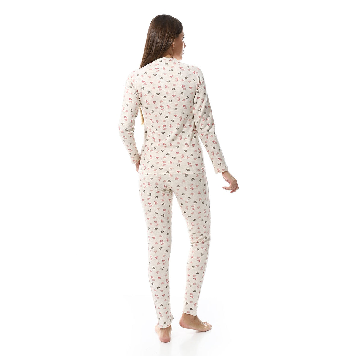 Women Printed Thermal Set Padded Inside - Simon - Red Cotton