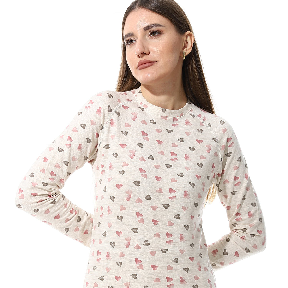 Women Printed Thermal Set Padded Inside - Simon - Red Cotton