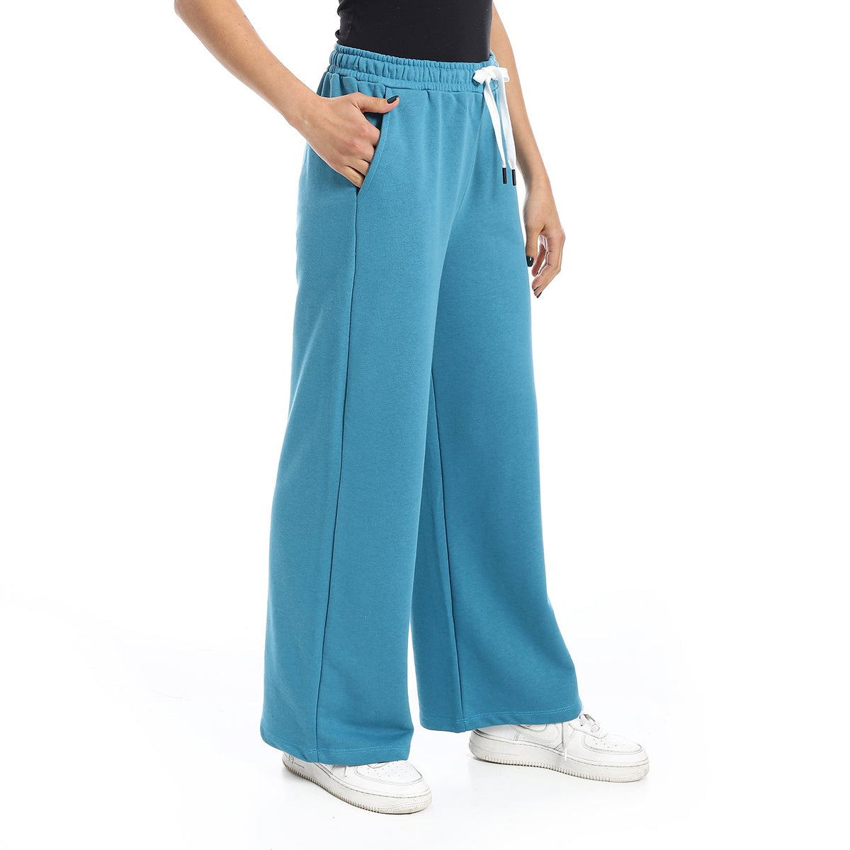 Women's Autum Wide Leg Trousers - Multicolor - Red Cotton