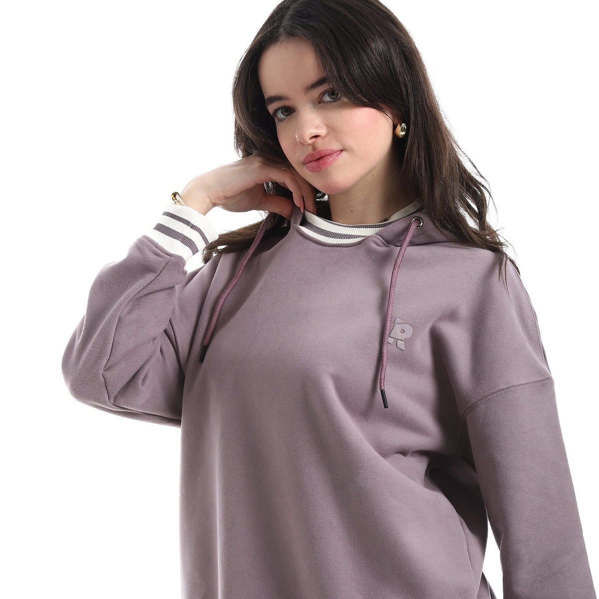 Women’s Casual Hooded Sweatshirt – Soft Fabric Hooded with Long Sleeves - Red Cotton