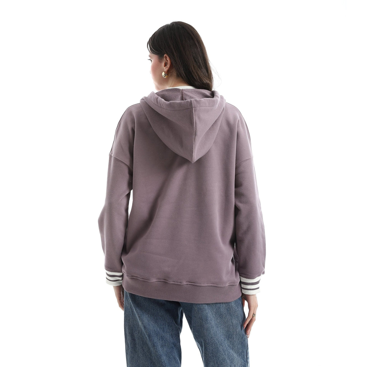 Women’s Casual Hooded Sweatshirt – Soft Fabric Hooded with Long Sleeves - Red Cotton