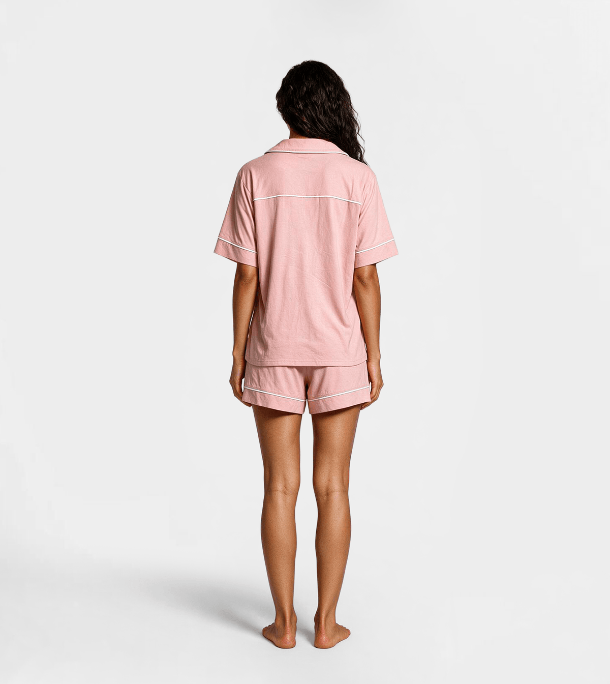 Women’s Classic Short-Sleeve Shorts Pajama Set - Red Cotton