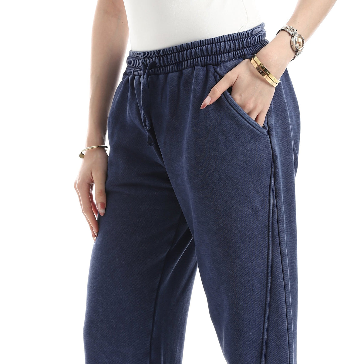 Women's High-Rise Acid-Wash Relaxed Sweatpants - Red Cotton