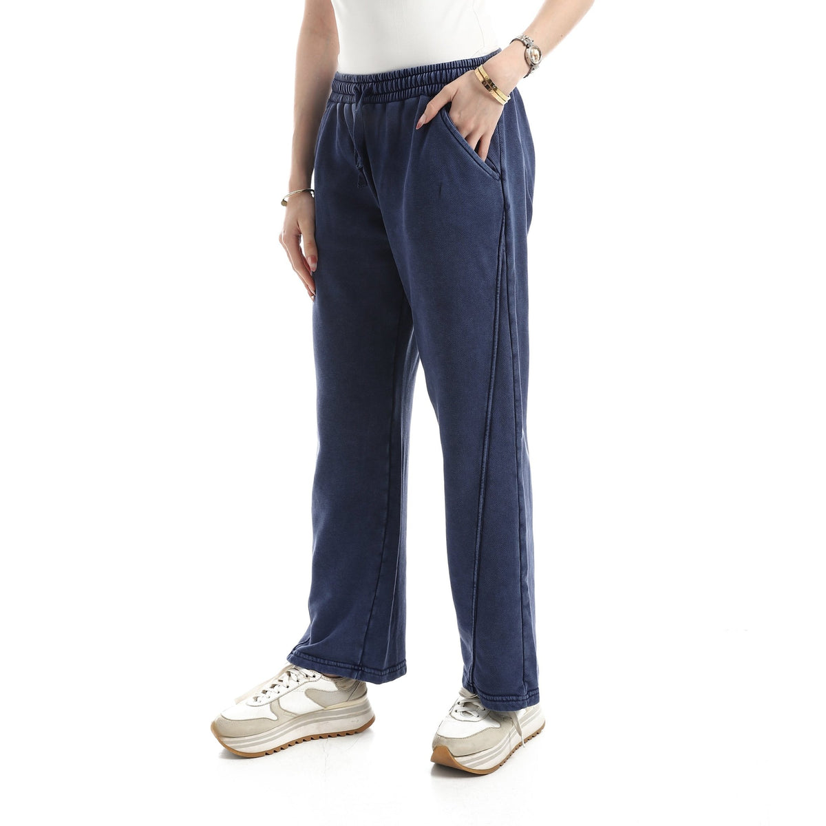Women's High-Rise Acid-Wash Relaxed Sweatpants - Red Cotton