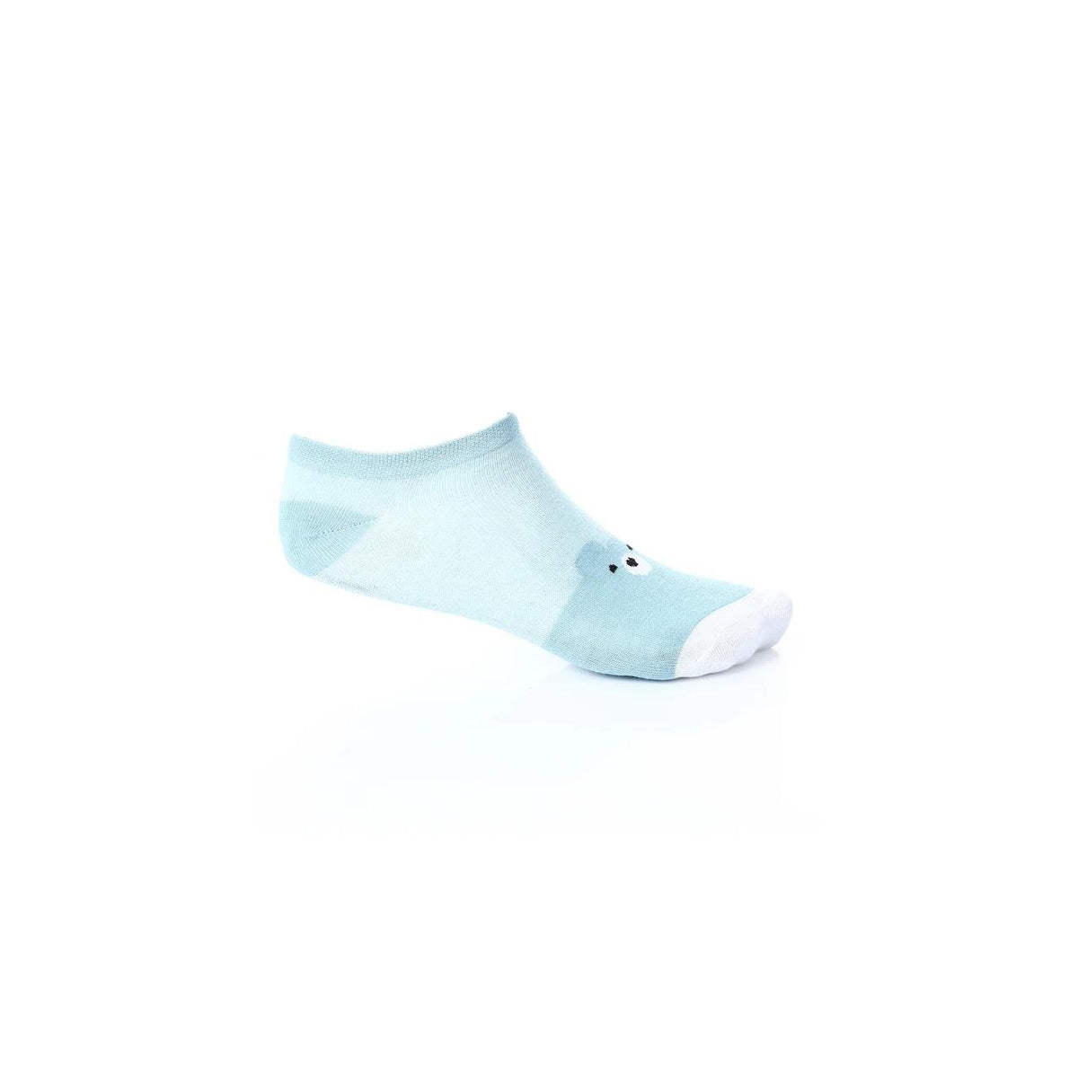 Women's No Show Socks With Drawings - Blue - Red Cotton