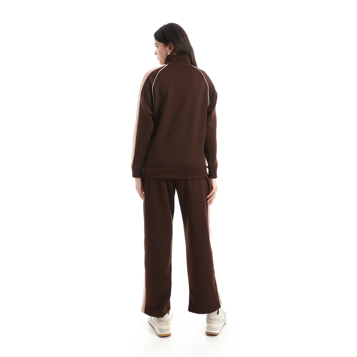 Women’s Retro-Sport Zip-Up Tracksuit Set - Red Cotton