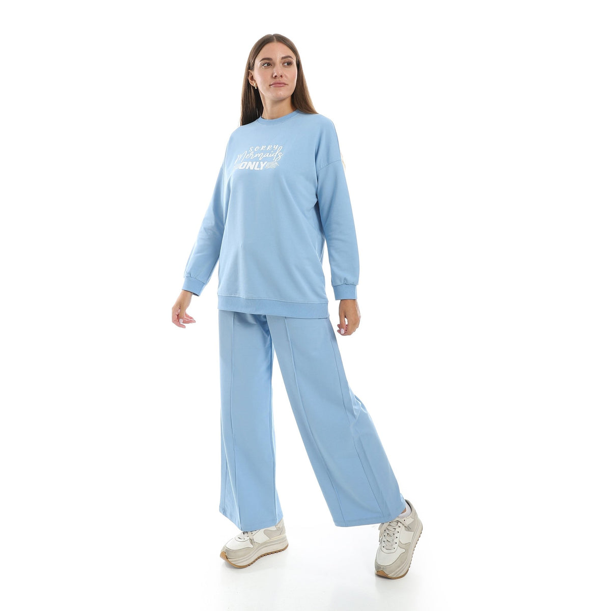Women's Summer Active Pajama set - Blue - Red Cotton