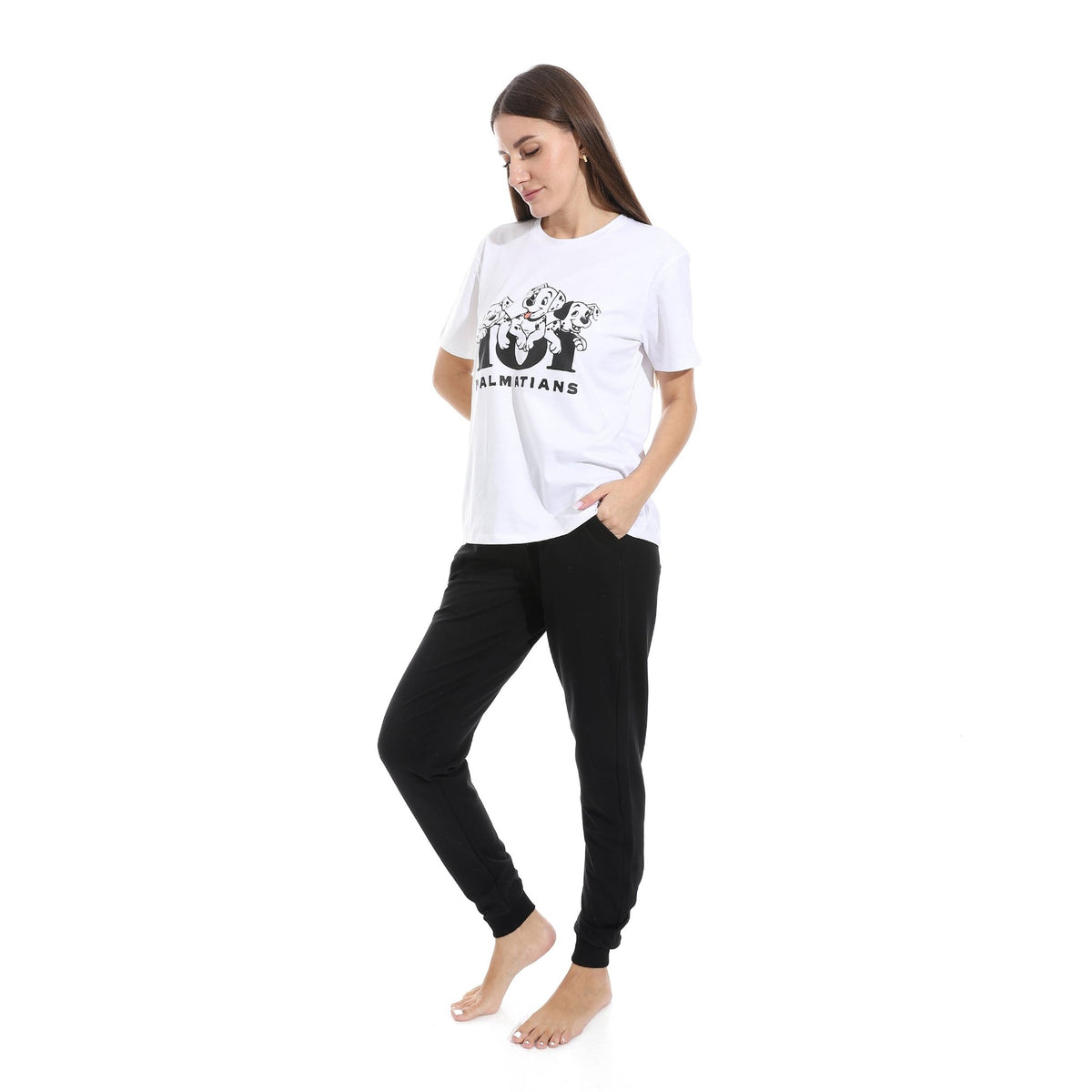 Women's Summer Active Wear Pajamas Set - Black - Red Cotton