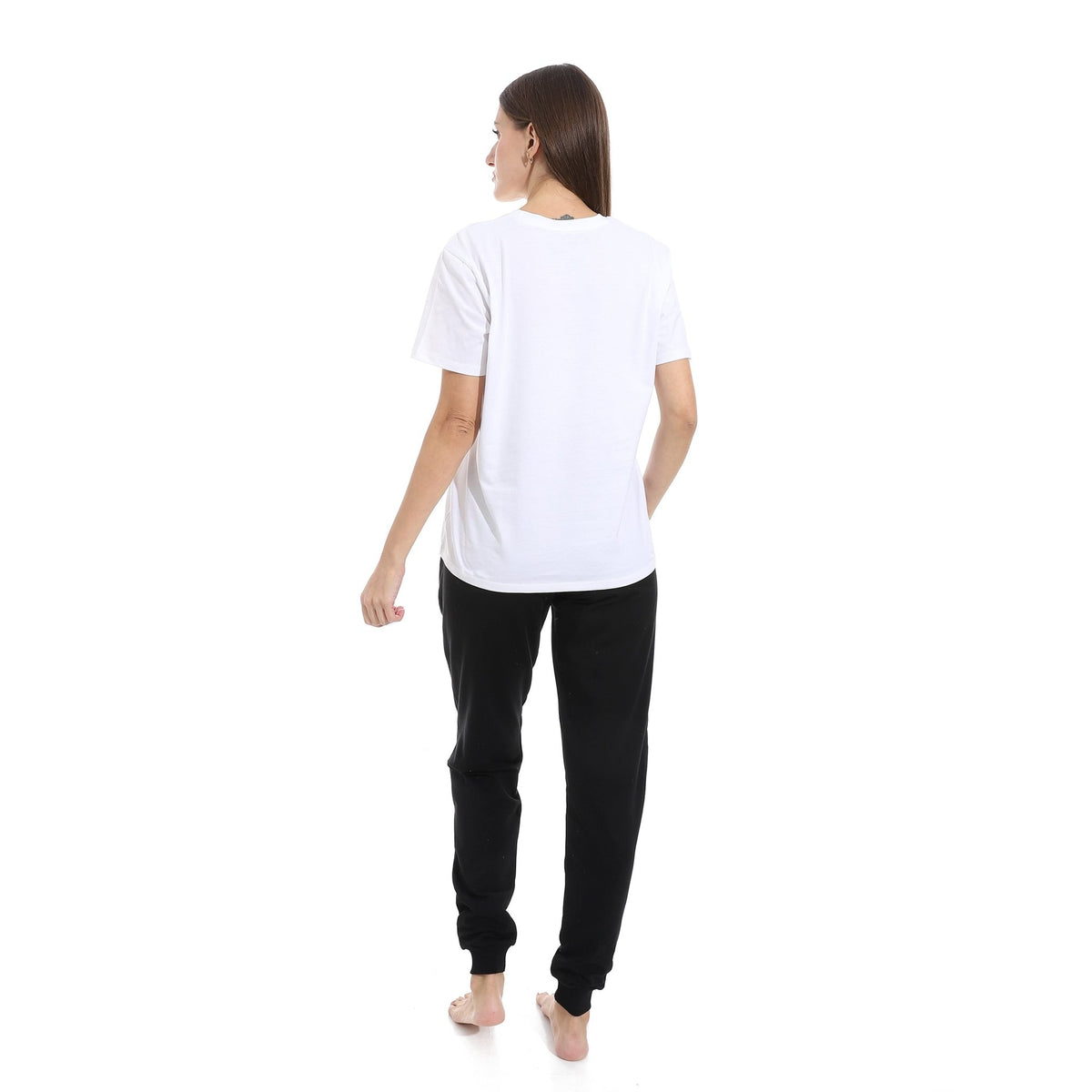 Women's Summer Active Wear Pajamas Set - Black - Red Cotton